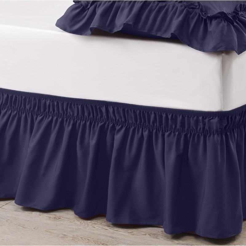 Ruffled Wrap Around Bed Skirt, Navy