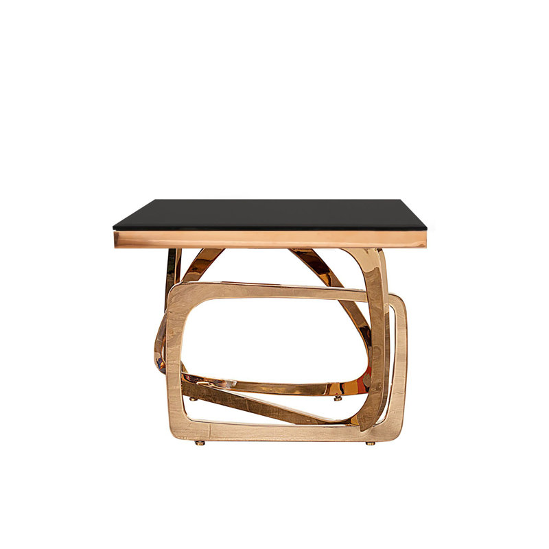 Table de bout en verre, Or, Noir