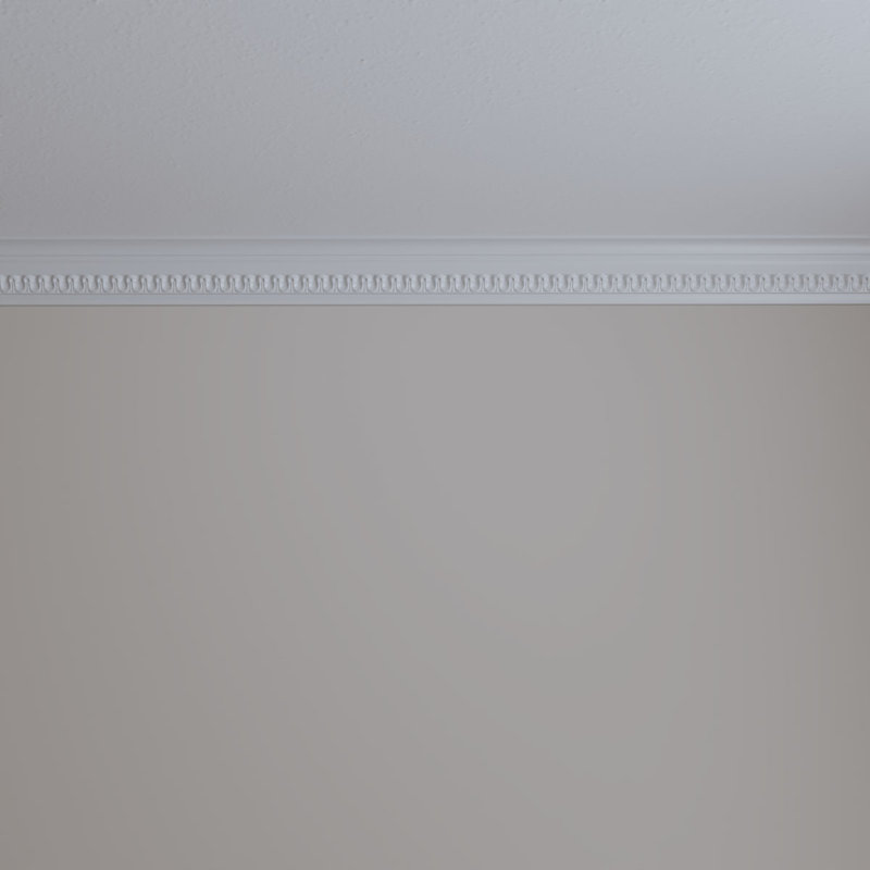 Primed White Geometric Crown Moulding Sample, 12" Length