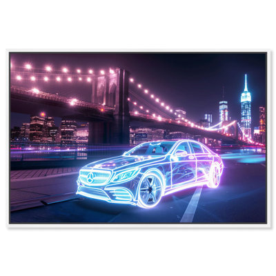 Bright Neon Car NYC Canvas Neon Art Prints by 