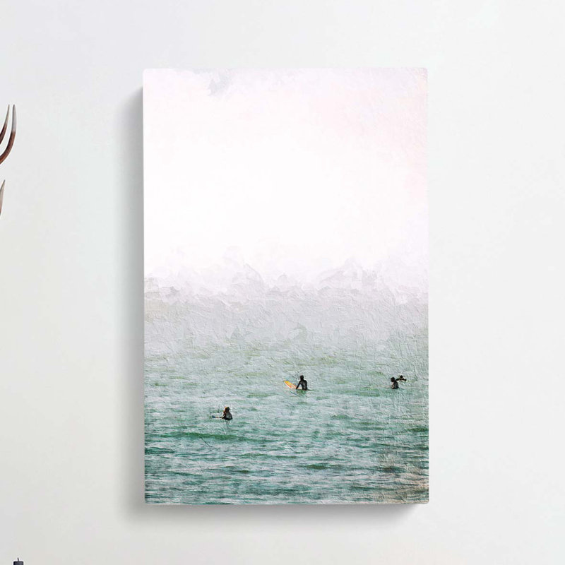 Surfers Waiting To Surf - Wrapped Canvas Painting, 76cm H x 50cm W x 3cm D