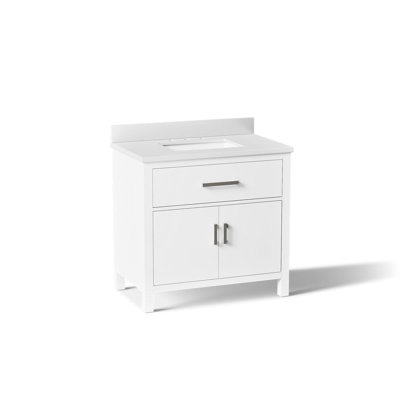 36 po Kresla Meuble-lavabo de salle de bain avec lavabo et comptoir en quartz
