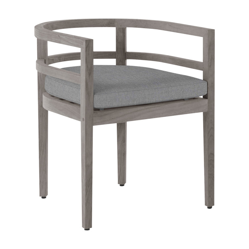 Chaise avec accoudoirs d'extérieur en teck Santa Barbara, Teck huître, Pas de soudure, Verona brume