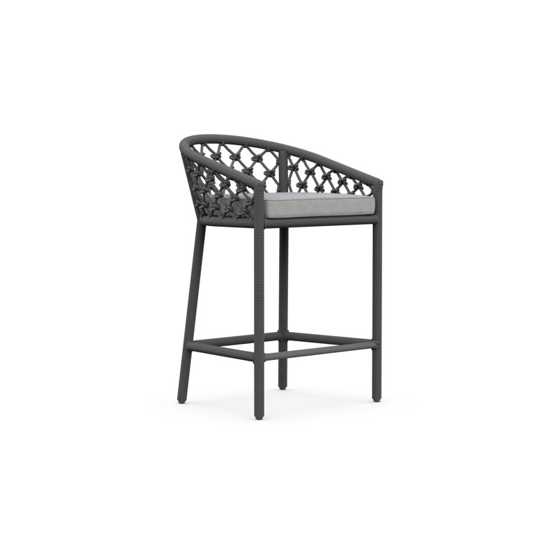 Amelia Patio Bar Stool with Cushion, 28.35" H, Charcoal