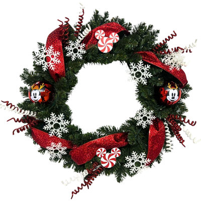 Couronne de Noël pré-éclairée 26 po avec 45 lumières DEL Disney Mickey Mouse et Minnie Mouse