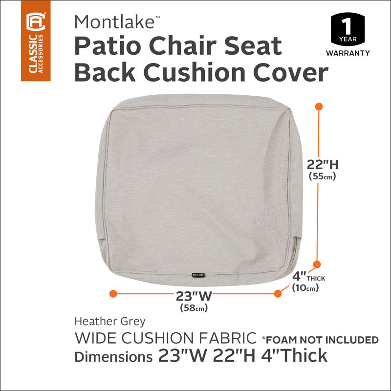 Ayvion Outdoor Cushion, 22" H x 23" W x 4" D, Heather Gray