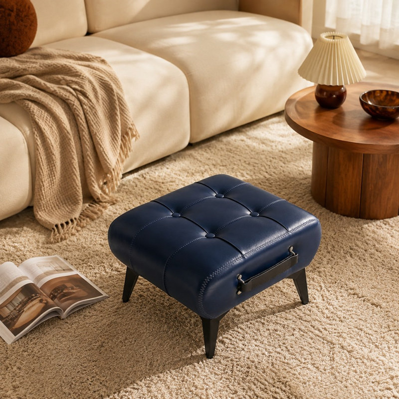 Tabouret en cuir de haute qualité, bleu