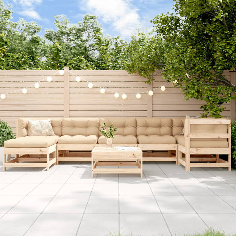  Ensemble de salon de jardin modulaire en bois de pin massif beige