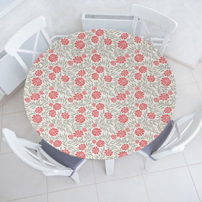 East Urban Home Dahlia Fitted TableclotCoral Dust Coconut 82430