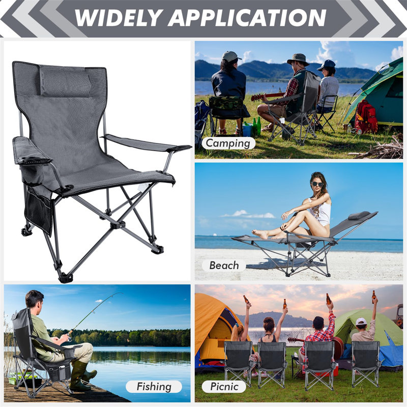 Candelora Folding Camping Chair, Grey