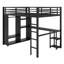 Structure de lit mezzanine avec garde-robe, bureau et tablettes de rangement