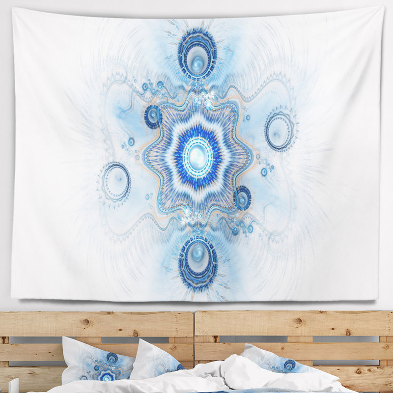 Tapisserie fleur abstraite cabalistic blue star, H 32 po x l 39 po