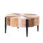 Table basse en forme de fleur rustique, 31,7 po de diamètre, fabriquée en bois manufacturé avec des pieds en métal pour le décor du salon