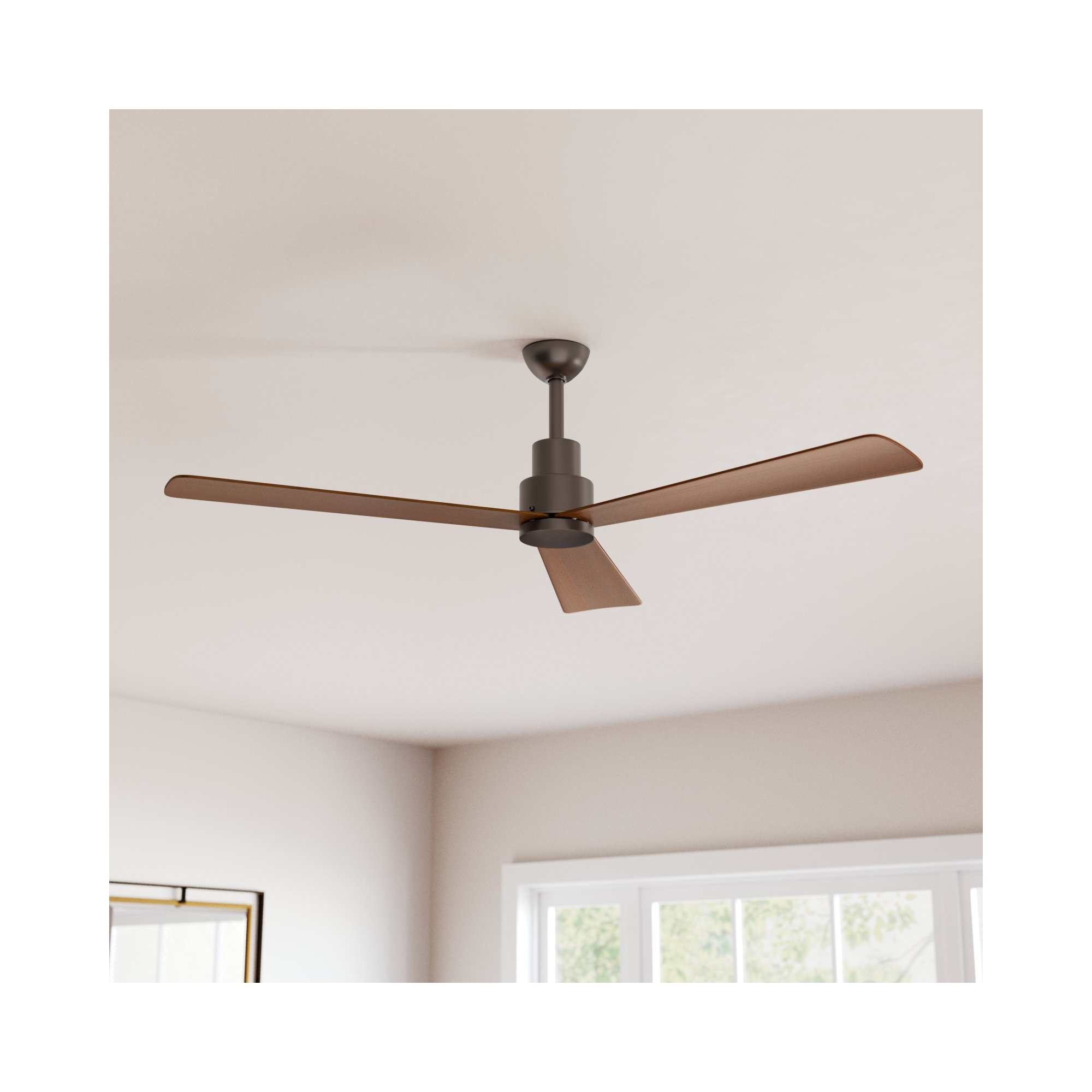 52" Simple 3 - Blade Outdoor Standard Ceiling Fan with Remote Control, Oil Rubbed Bronze 