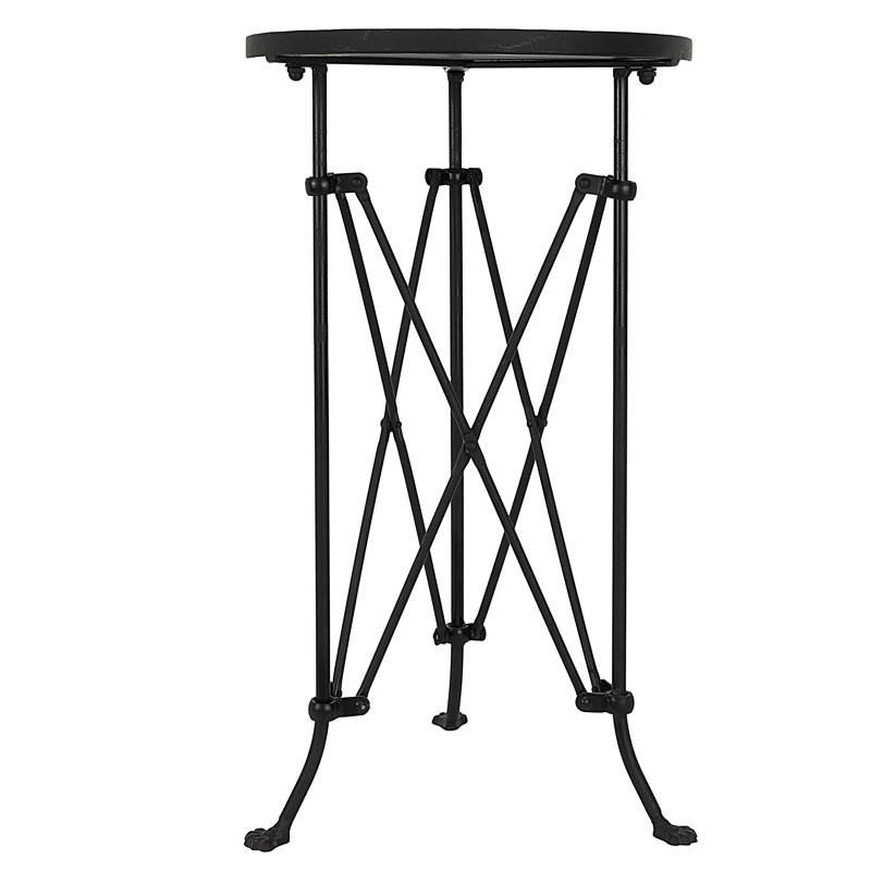 Obsidian Marble Tray Top End Table, Black, Black