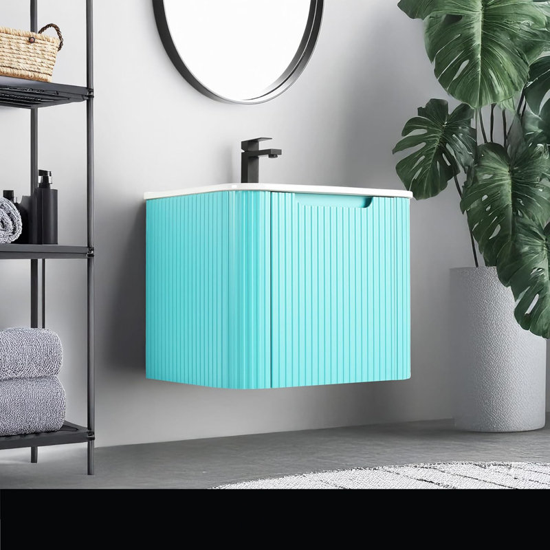 Meuble-lavabo moderne Caskvalley, Bleu Tiffany
