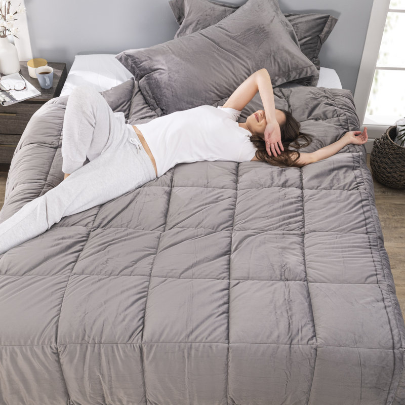 Storm Cloud Gray Twin XL Velvet Down Alternative Comforter Set