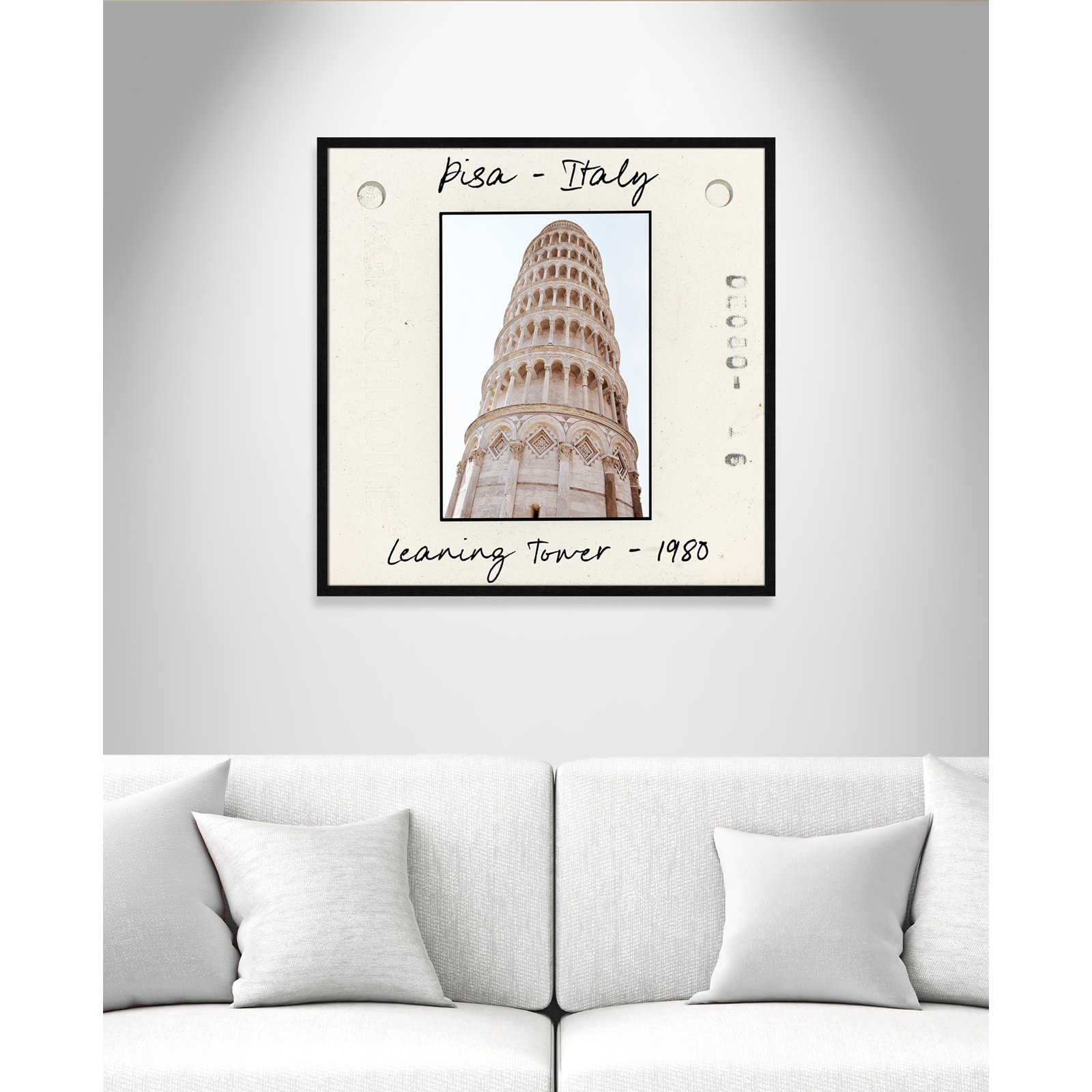 Ritona "Pisa, Italy - Leaning Tower" Print, Black Single Picture Framed Paper, 32" H x 32" W x 0.75" D