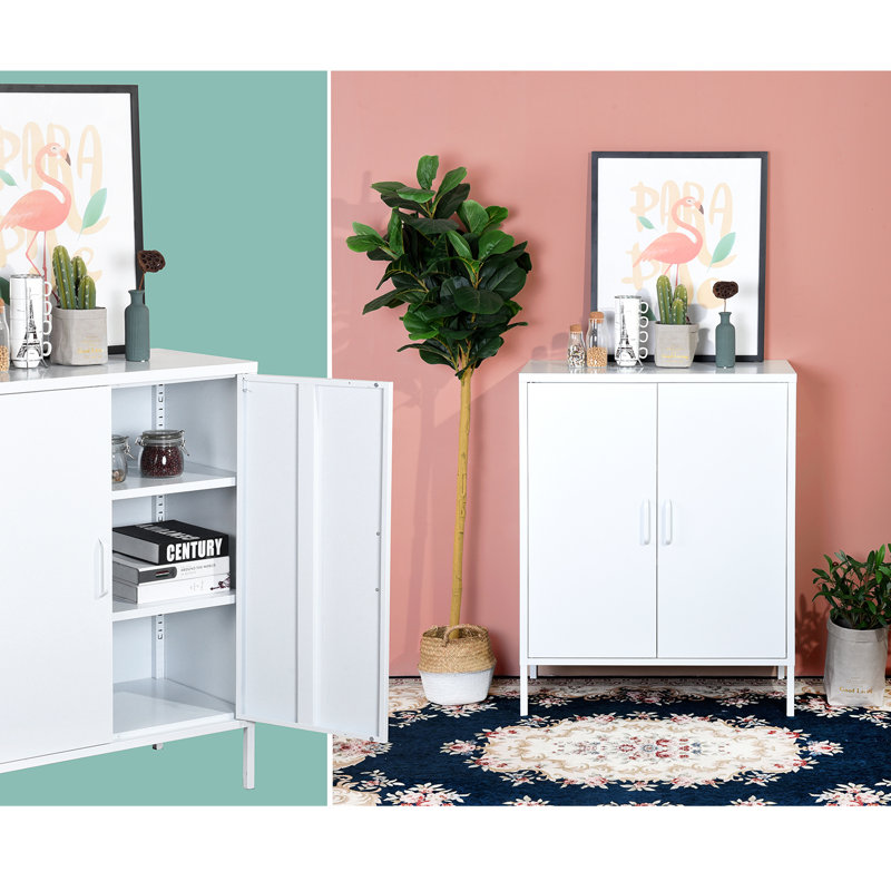 Akers 2 -Door 3 -Shelf, White