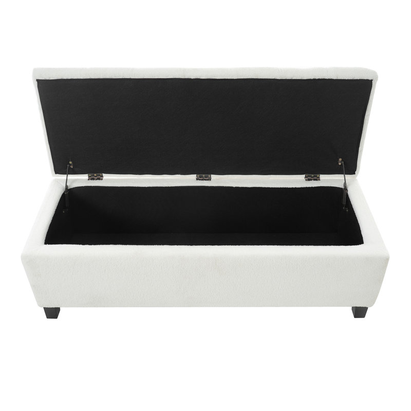 Ottoman Bench With Storage, White