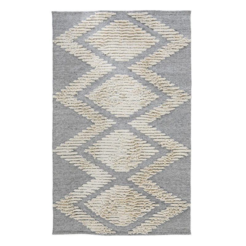 Warren Flatweave Geometric Area Rug in Gray/Ivory, Rectangle 8' x 10'