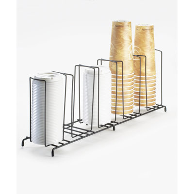 Organisateur de tasse et couvercle de comptoir en fer noir 5 sections