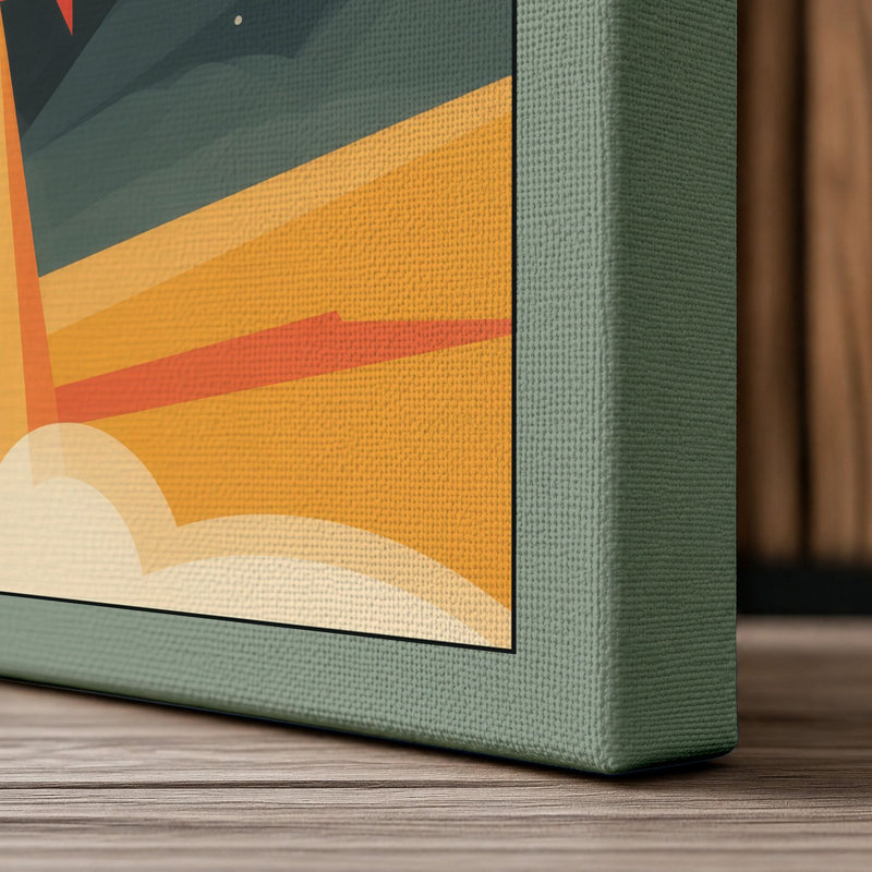 Rocket to the Stars Retro - Wrapped Canvas, 30x20 - 76.2 x 50.8 cm, Sage Border