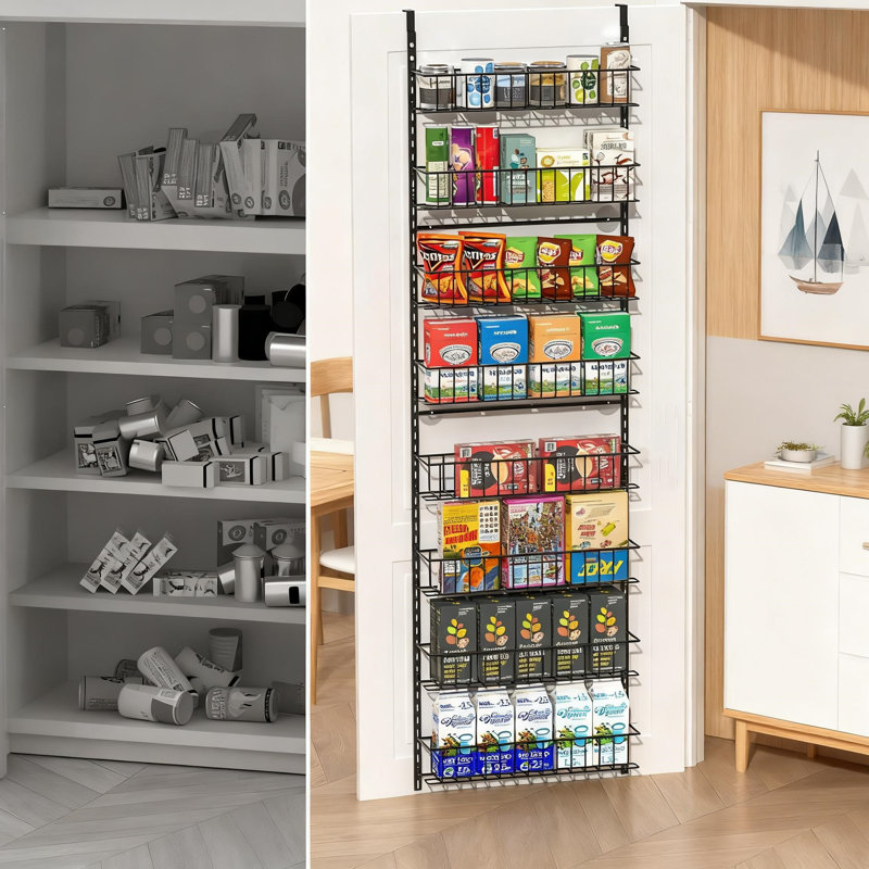 Support de rangement pour garde-manger au-dessus de la porte, étagères à épices suspendues à 8 niveaux, rangement en métal robuste pour la cuisine, la salle de bain, la salle de lavage et l'organisation du bureau personnel
