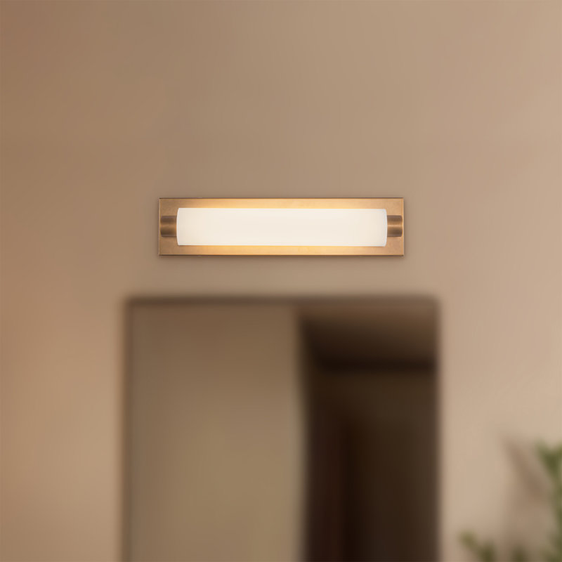 Charleston 19-in Black dimmable LED Bathroom Vanity Light, Antique Brass