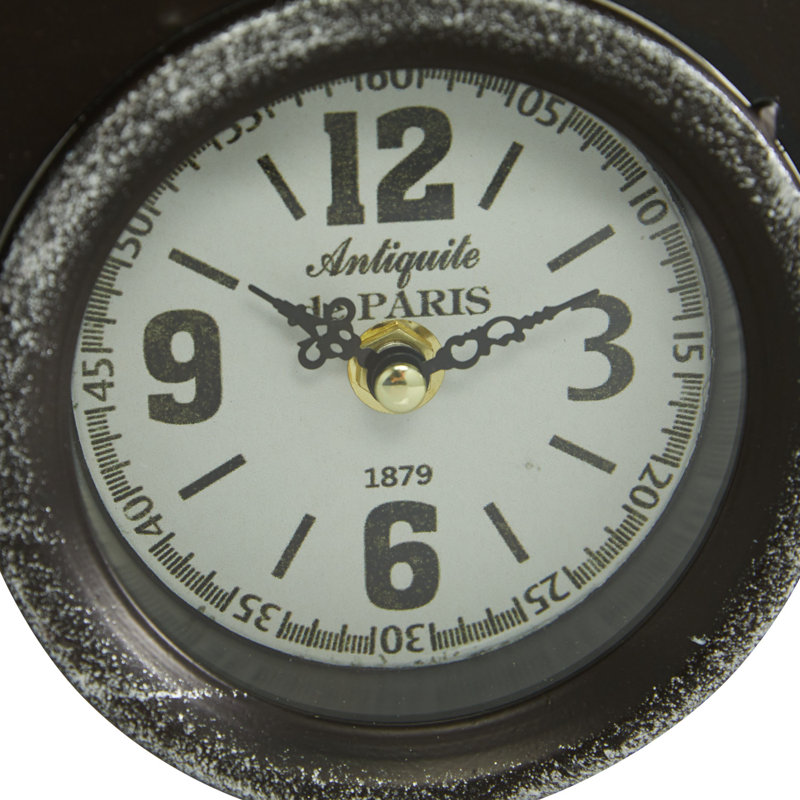 Roman Numeral Metal Mechanical Tabletop Clock with Alarm, Black / White