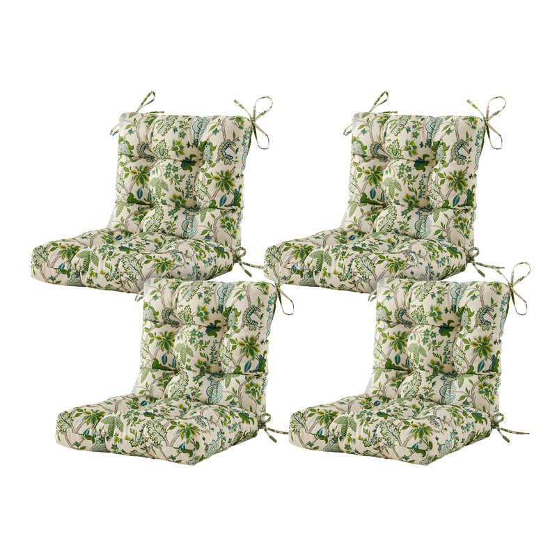 Outdoor 4'' Seat / Back Cushion, Light Green Floral