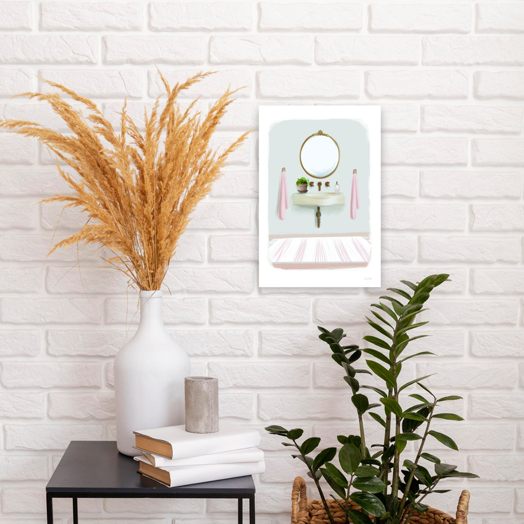 Powder Puff Sink Vintage Abstract Plant Wall Art Print