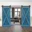 Porte de grange en bois massif lambrissé et métal-86645844-86645856