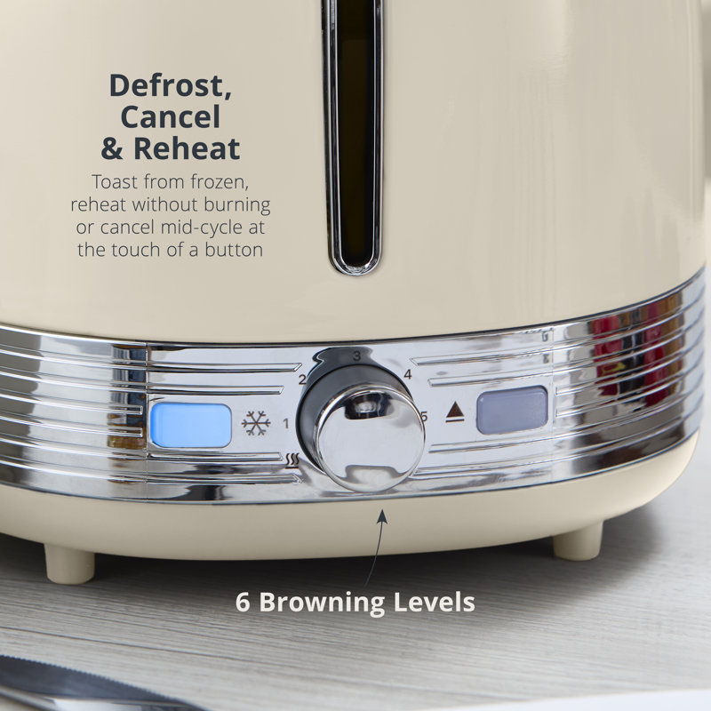 Swan  Retro 2 Slice Toaster with 6 Browning Levels for Toast, Bagels, Breakfast Muffins Defrost/Reheat/Cancel, Hidden Cord Storage, Non-Slip Feet, 930W