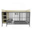 Grande cage pour animaux de compagnie avec support de rangement, tiroirs avec bac à nourriture et à eau en acier inoxydable, structure en fer et matériau en bois aggloméré, robuste, exquis et pratique (noir + beige)-116225498