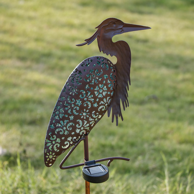  Metal Animal Garden Stake - Solar Powered Blue Heron Garden Statues