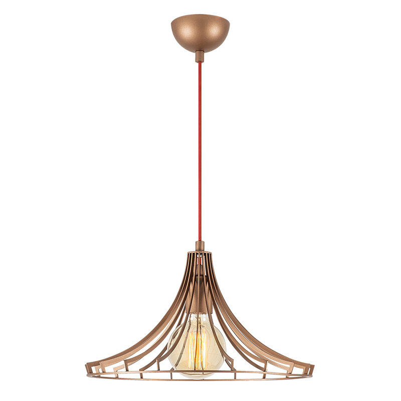 Lustre élégant en cuivre, 14,6 po de diamètre x 49,6 po de hauteur | Corps en métal, douille E27 (40 W maximum) | Design industriel moderne et glamour, idéal pour le salon et la salle à manger, classé IP20, élégant et durable