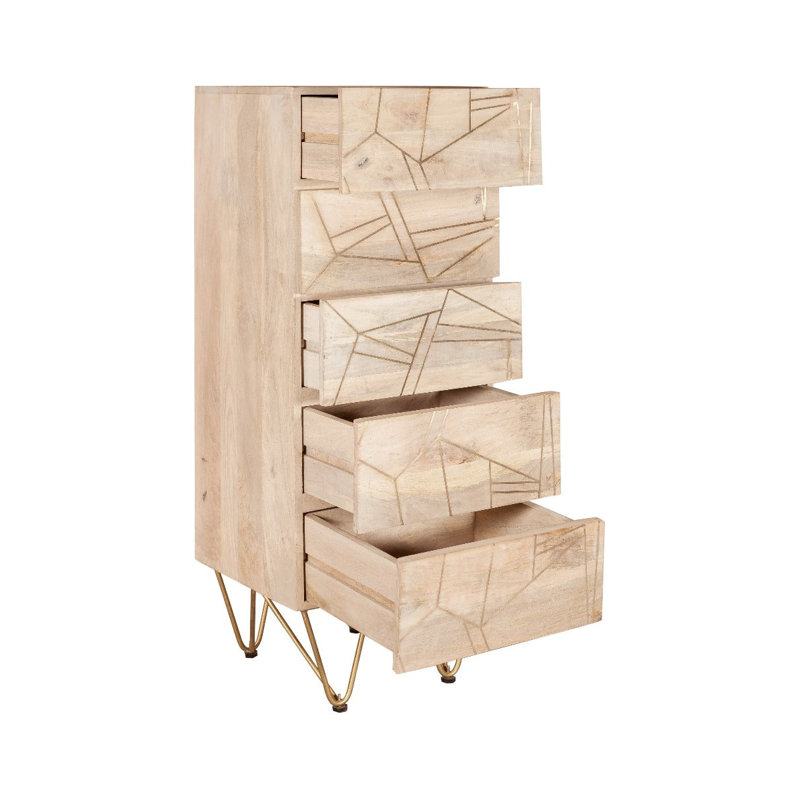 Ryo 45 cm W Chest of 5 Drawers, Cream