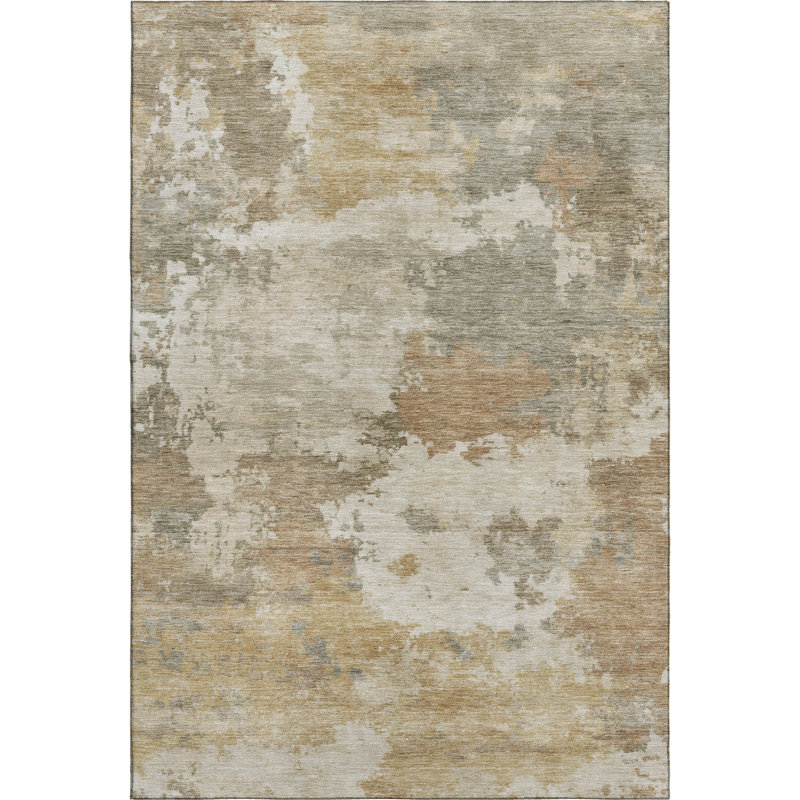 Premium Machine Washable Mayfield AMF2144 abstract Rug, 8' x 10', Khaki