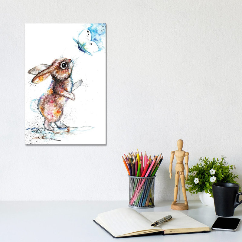 Rabbit And Cabbge White by BebesArts - Gallery-Wrapped Canvas Giclée on Canvas, Wrapped Canvas, 20.32 cm H x 30.48 cm W