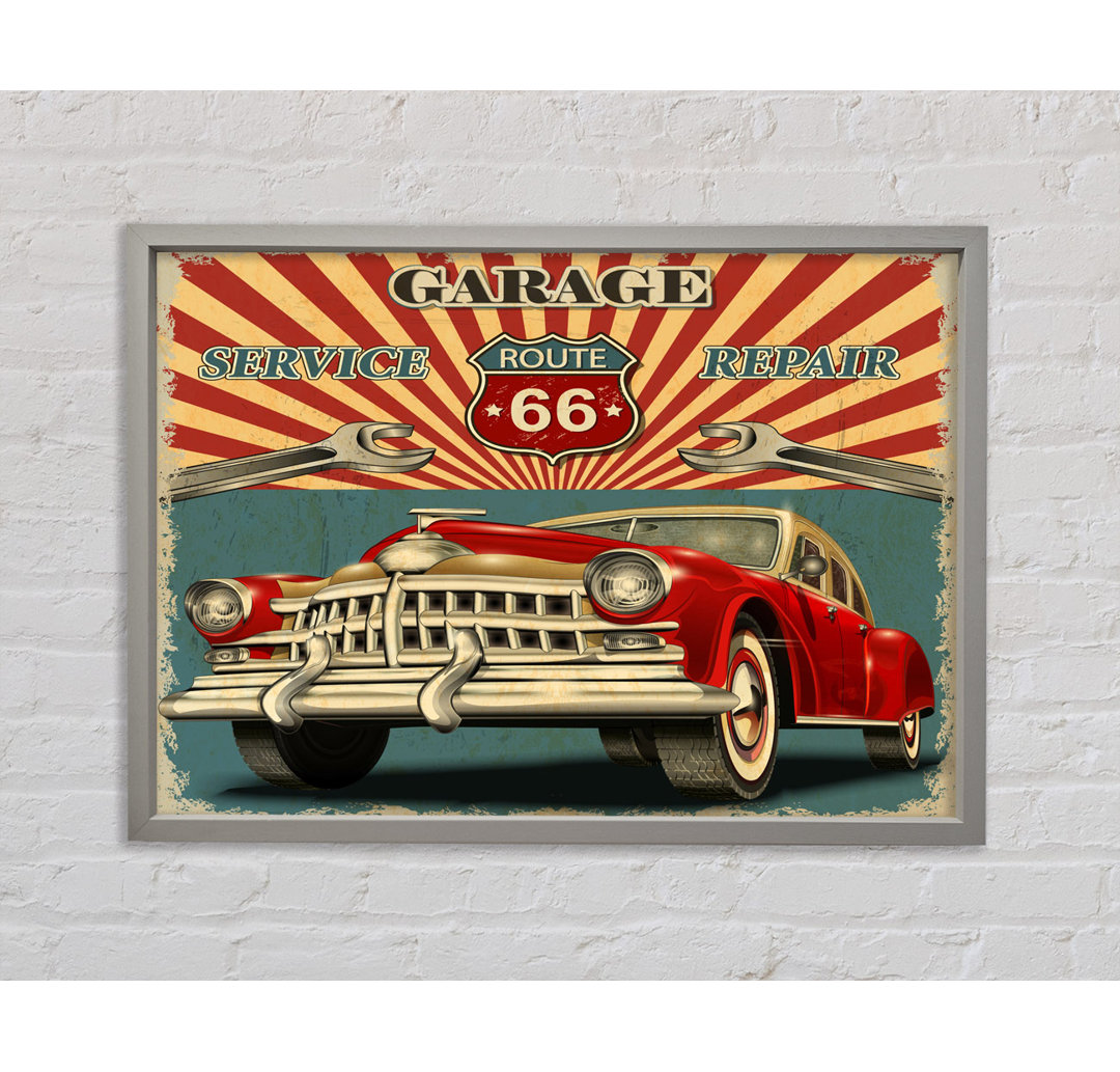 Route 66 Garage - Einzelner Bilderrahmen Kunstdrucke auf Leinwand