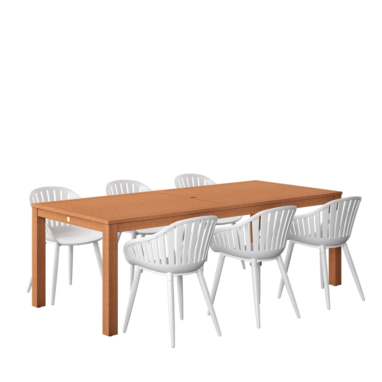 Anautica 88" Eucalyptus Patio Dining Set, White