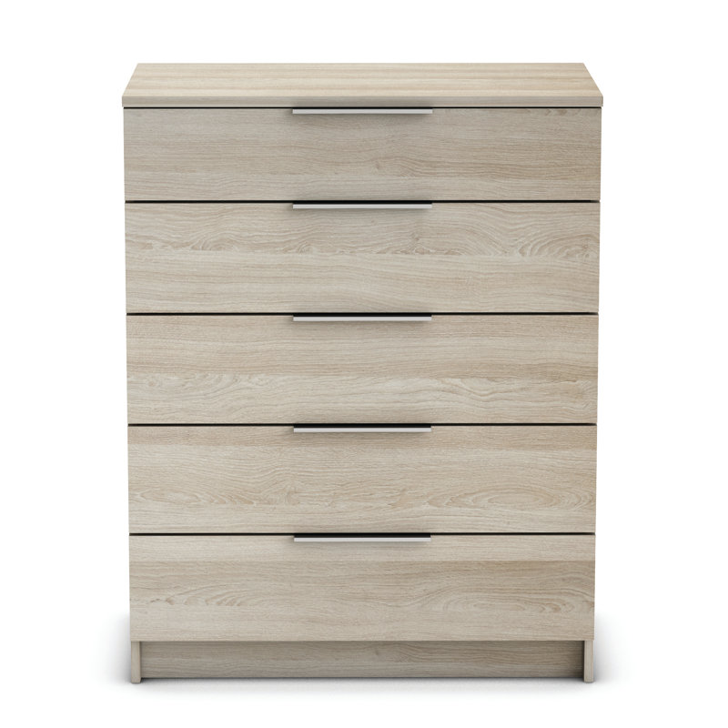 Cheatwood Solid Wood 80cm W 5 - Drawer Chest of Drawers, Shannon Oak