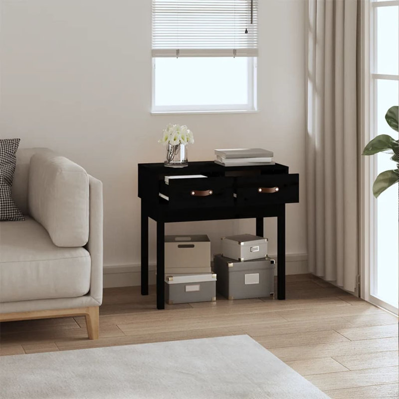 Kaeli Solid Wood Console Table, Black, 75 cm H x 76.5 cm W x 40 cm  D