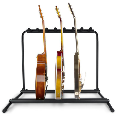 Multi-Guitar Stand 7 Slot Display Rack - Universal Framework Designed - Foldable, Portable, And Protective With No-Slip Non-Scratch Padding - Black -  Rebrilliant, 2CE2F60477B0425799728BB98D973F94