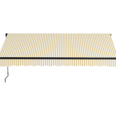 12' X 10' Retractable Balcony Awning, Patio Sunshade With Manual Crank Handle, 280Gsm Fabric, Solid Aluminum Frame, Beige For Deck & Yard Awning 10', Sun Shelter Control, Protected Robust