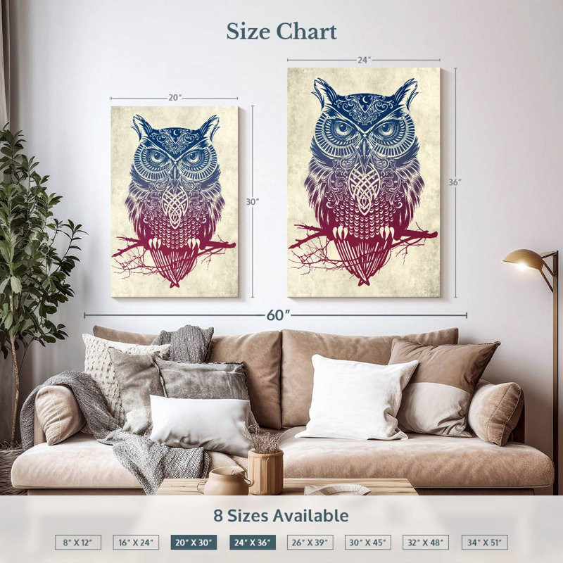 Brampt Warrior Owl, 36" H x 24" W