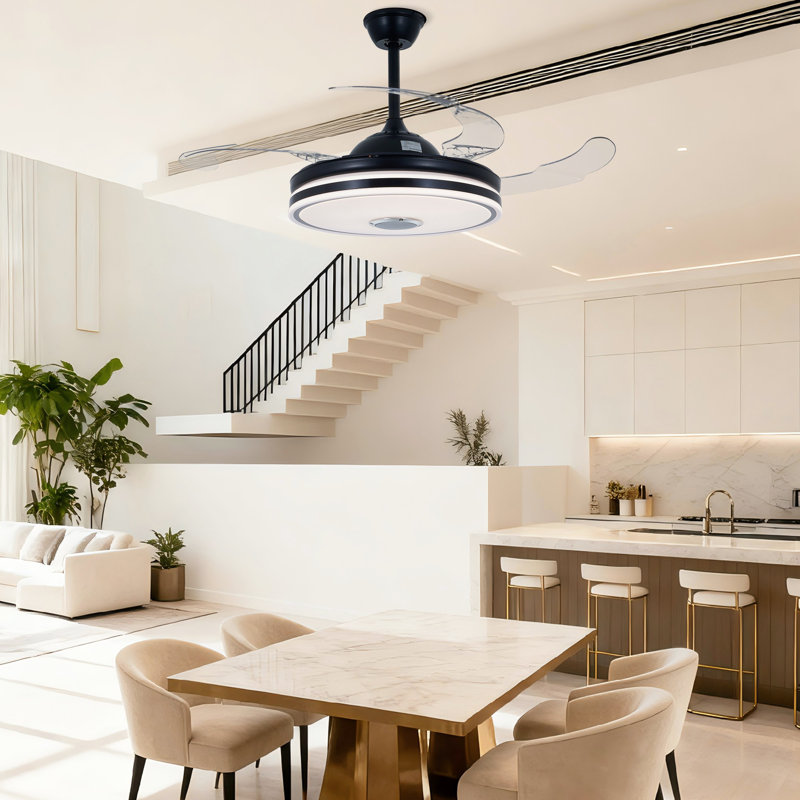 Ventilateur de plafond moderne 42 "avec lumière à DEL RVB et haut-parleur Bluetooth