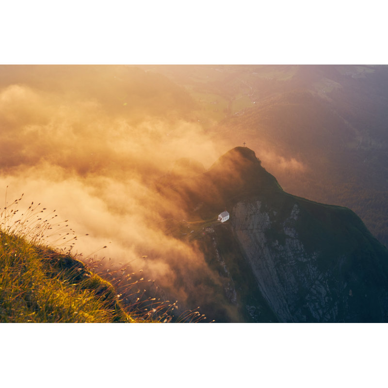 Chapel On Mountain - Wrapped Canvas Print, 20cm H x 30cm W x 3.8cm D