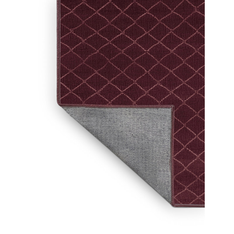Tapis rouge en treillis lavable à la machine, Rond 5 pi